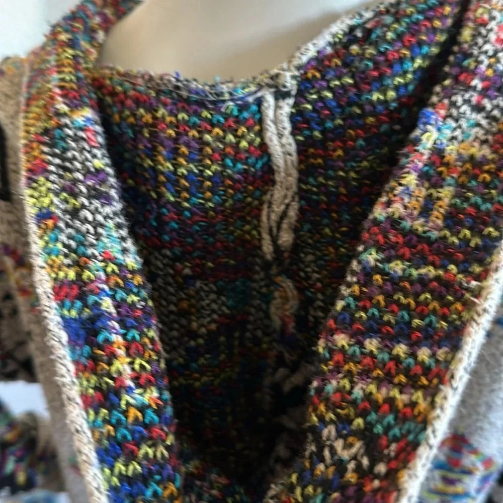 Northern Angel Colorful Aztec Knit Long Line Hood… - image 8